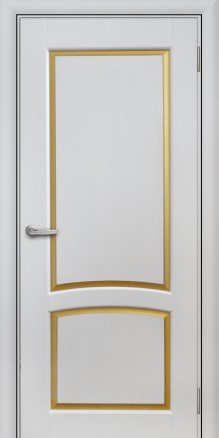 Дверь из массива Венеция В1 Эмаль Белая с патиной Золото - фото 1